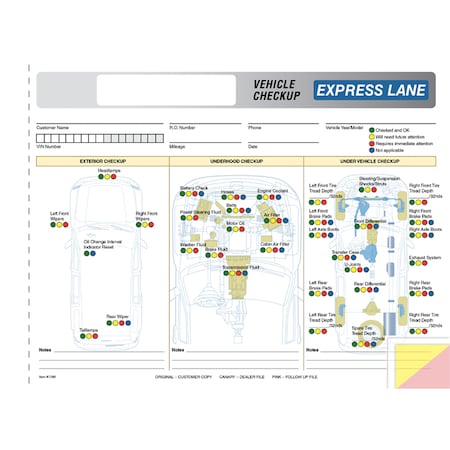 Asp MultiPoint Inspection Form Plain Vhicl Inspection, 8 1/2"X11" 2 Part Pk 7286